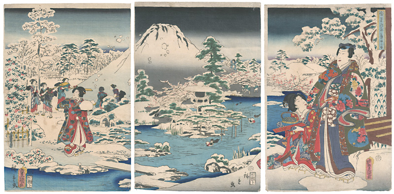 豊国三代 広重二代「合筆源氏　庭中之雪」