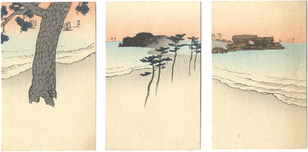 「木版絵葉書　朝の海」
