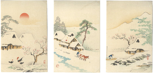 「木版絵葉書　田家雪」
