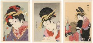 歌麿 栄里 豊国三代「日本三名手制作版画　美人の図【復刻版】」