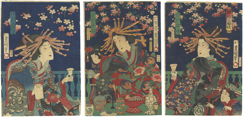 Toyokuni IV “Three Extraordinary Beauties of Modern Life”
