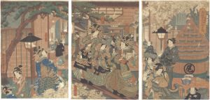 Kunisada II / The New Yoshiwara in Temporary Quarters / Prosperity of Owariya Hikosaburo [新よし原仮宅　尾張屋彦太郎繁栄図]