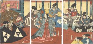 Kunisada I / Shizuka Sings and Dances at Tsurugaoka Hachimangu Shrine [於鶴岡若宮静歌舞ノ図]