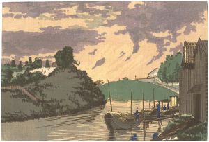 Kiyochika / Evening Scene at Kandagawa [神田川夕景]