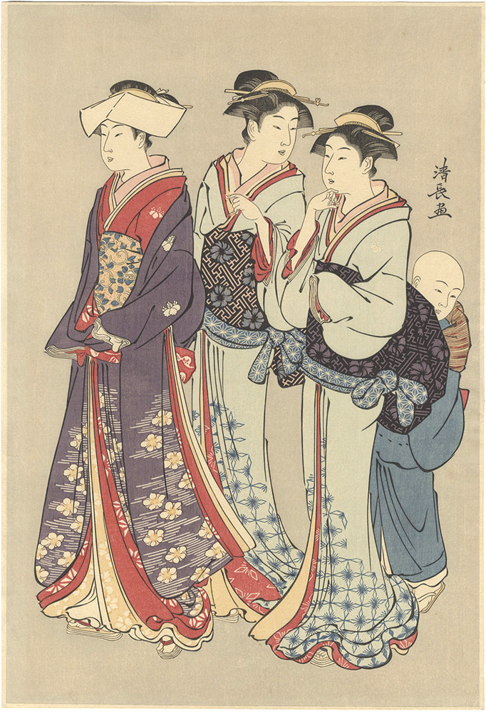 清長「外出の娘とその供【復刻版】」