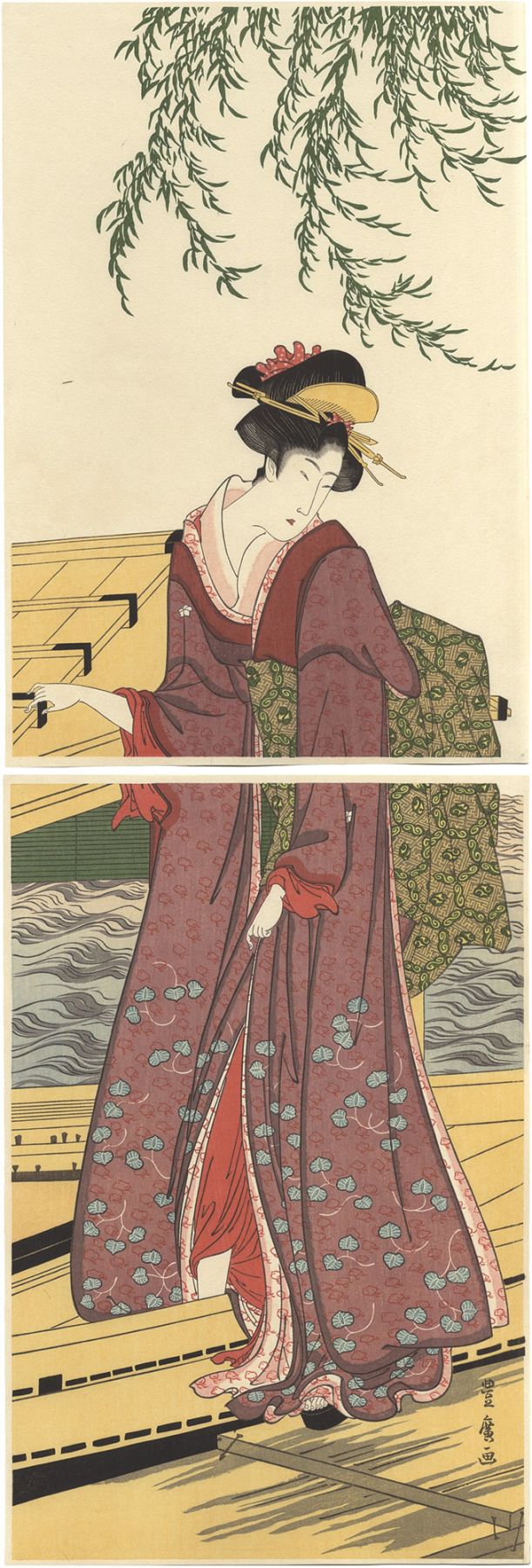 豊広「舟つき場の美人【復刻版】」