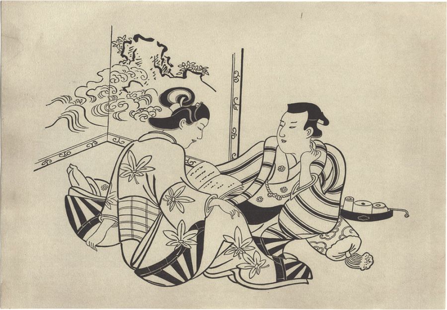 Kiyomasu I “Man and Woman Reading a Book【Reproduction】”