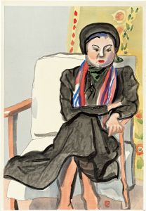 椅子に坐る女