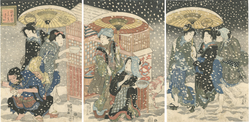 国貞初代「神無月　はつ雪のそうか」
