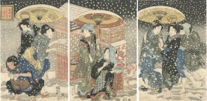 Kunisada I / The Tenth Month: Streetwalkers in the First Snowfall [神無月　はつ雪のそうか]