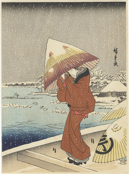 Hiroshige I “Famous Places in Edo and Murasaki's Genji / Metate Ukifune【Reproduction】”