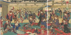 芳幾「新島原呉竹街 品川楼之図」