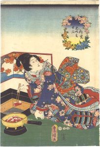 Toyokuni III / The Twelve Zodiac Signs / Boar (I) [十二支の内　亥]