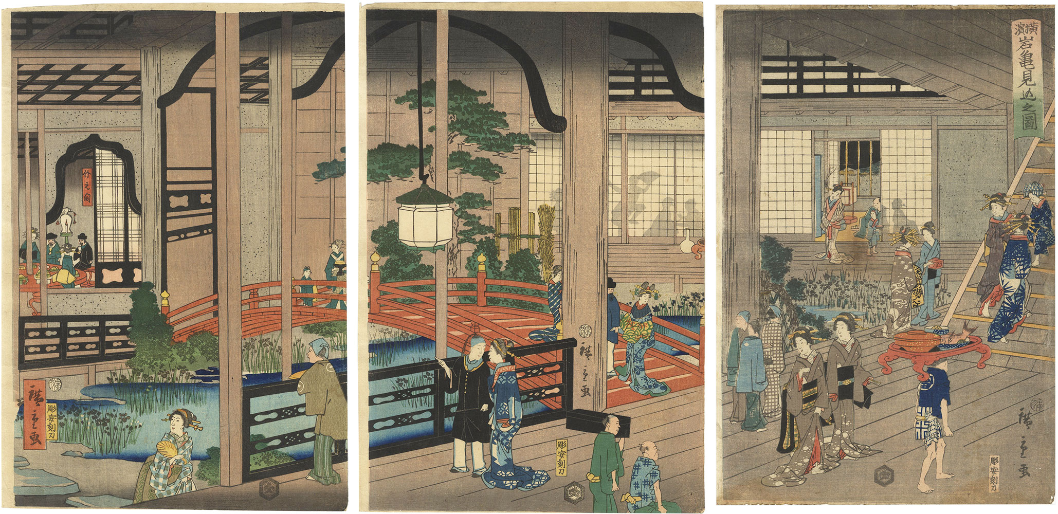 Hiroshige II “A Peek at The Gankiro Brothel, Yokohama”