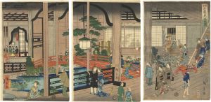 Hiroshige II / A Peek at The Gankiro Brothel, Yokohama [横浜岩亀見込之図 ]