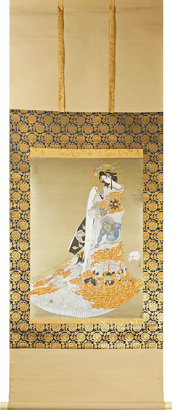 橘小夢「肉筆画幅　地獄太夫」