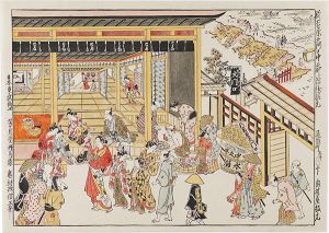 Masanobu / The Entrance Gate and Nakanocho Street in Shin Yoshiwara【Reproduction】 [新吉原大門口中之町浮絵根元【復刻版】]