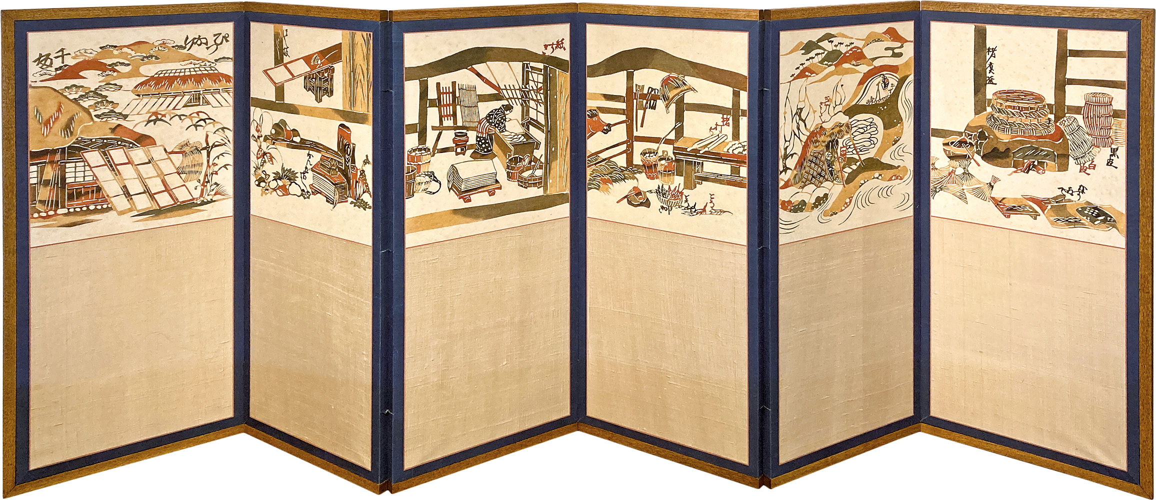 Serizawa Keisuke “Six-leaf screen Paper of hanging village in Ogawa”