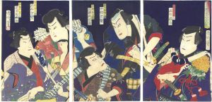 国周「男達見立五色揃」