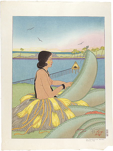 Paul Jacoulet “La Tresseuse de Paniers Remoue , Yap”
