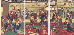 芳幾「新島原呉竹街 品川楼之図」