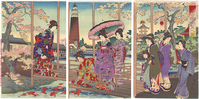 Chikanobu “Enjoying the Asakusa Park”