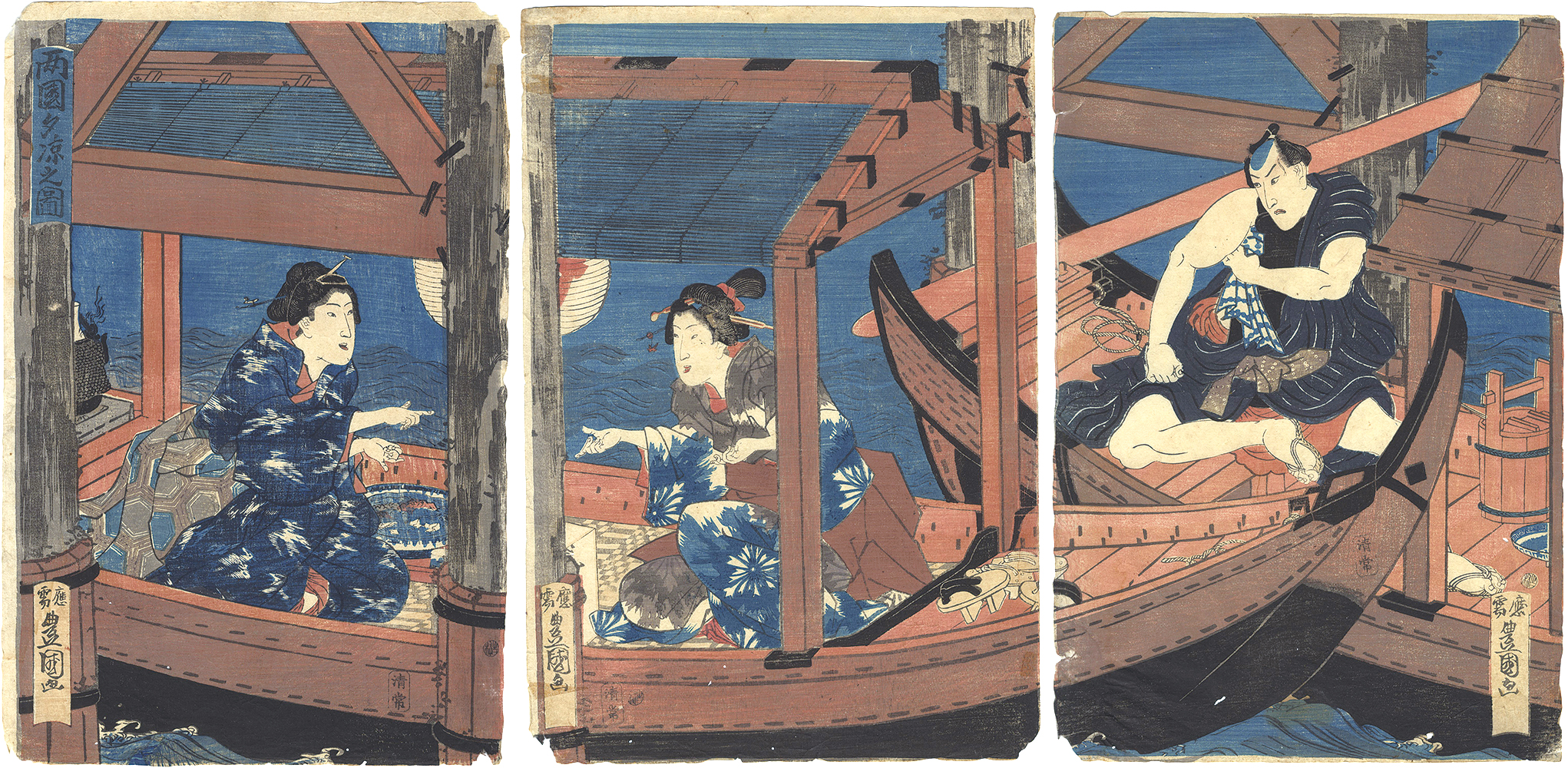 Toyokuni III “Enjoying the Cool of Evening at Ryogoku”
