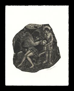 蔵書票 医者と少女 II