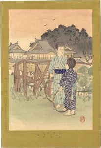 Shuntei / Customs of Children / Rolling of Barrel Hoops [小供風俗　たがまわし]
