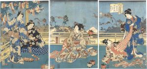 国貞二代「色紫五節句　初秋野風七夕まつり」
