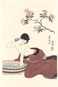 Toyokuni I / Azaleas: Woman Washing Her Neck【Reproduction】 [躑躅 えり洗い【復刻版】]