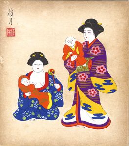 清水桂月「自筆色紙　人形」