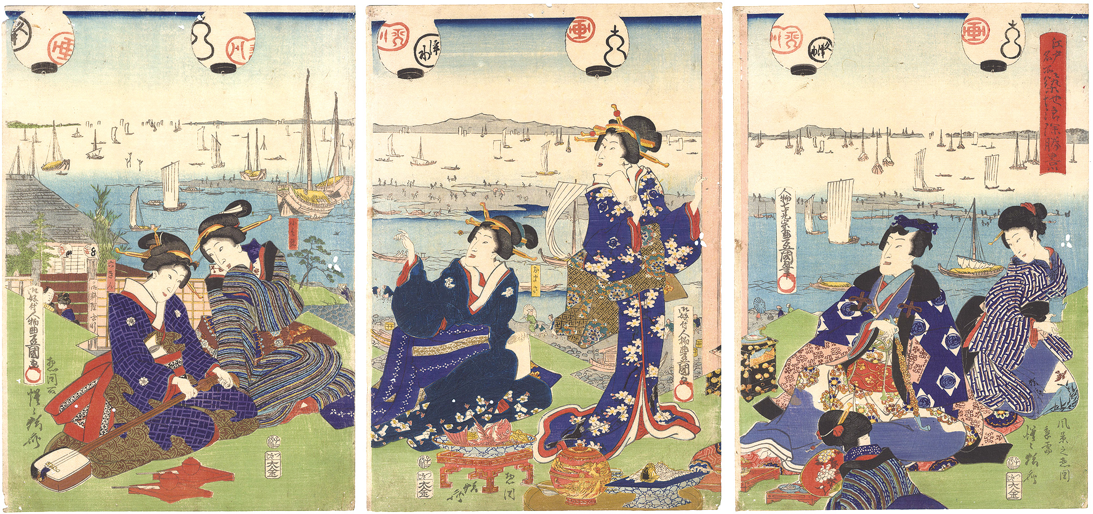 豊国三代 暁斎「江戸名所　築地浪除勝景」