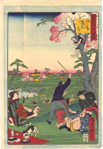 一景「東京名所三十六戯撰　向しま蓮花寺」