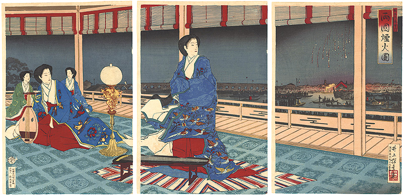 安治（探景）「両国煙火図」