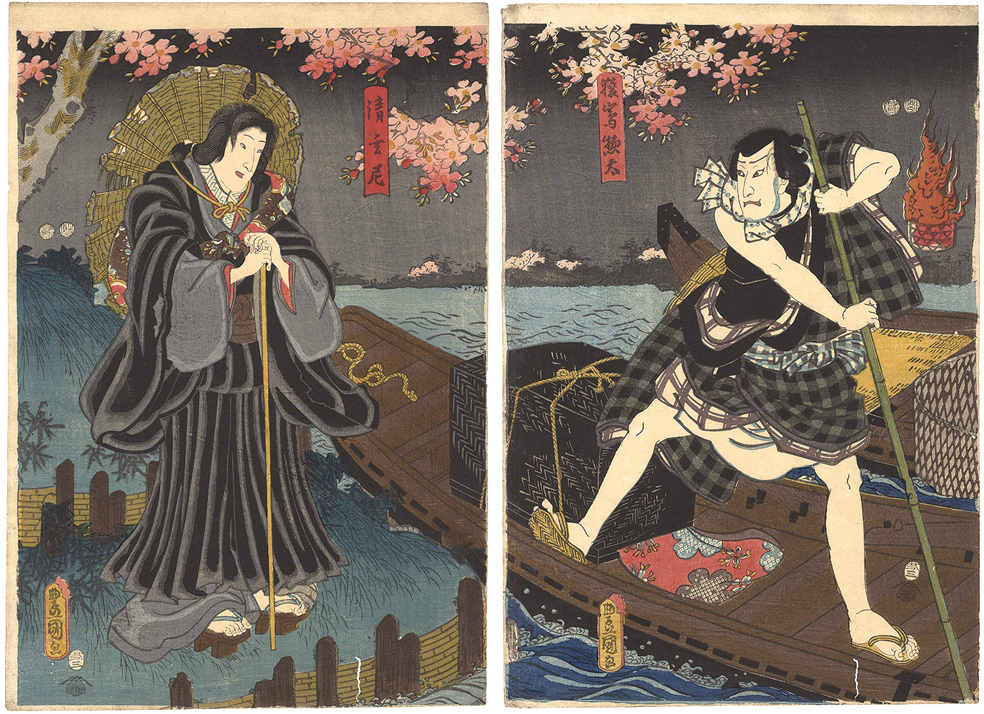 Toyokuni III “Kabuki Play: Hana mo Yoshida Iwao no Matsuwaka”