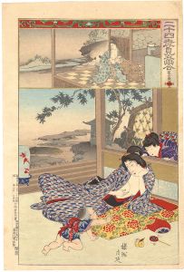 Chikanobu / Twenty-four Paragons of Filial Piety / No. 6: Kakusannan [二十四孝見立画合　六 寉山南]
