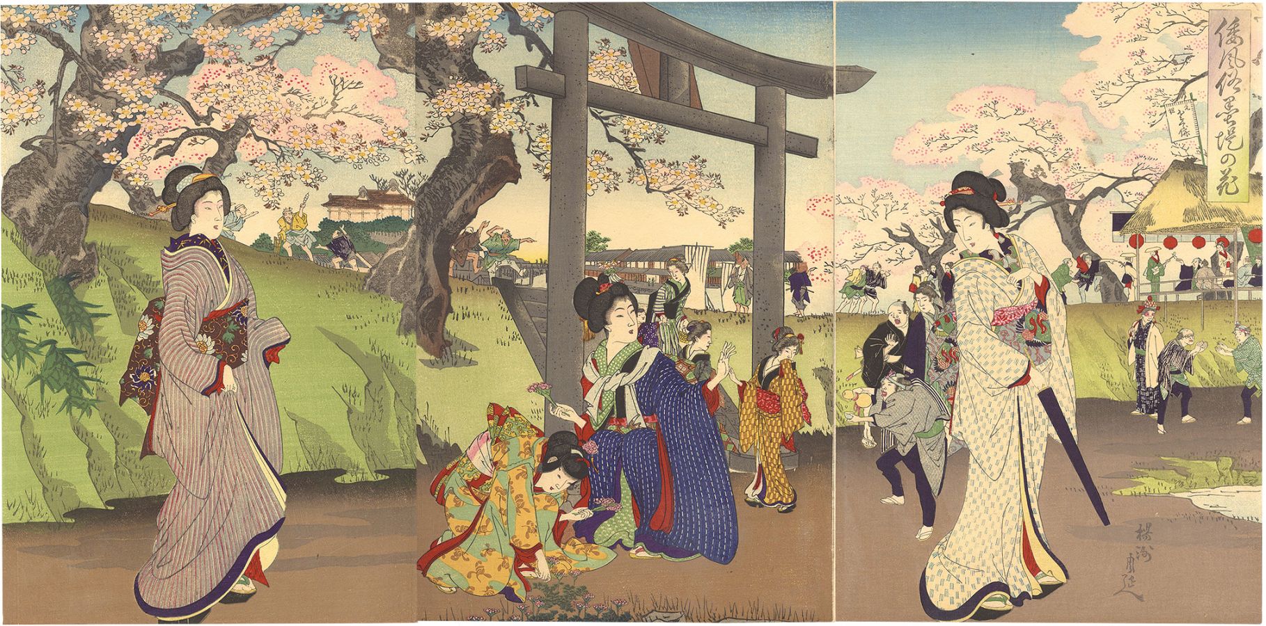 Chikanobu “Customs of Japan: Flowers along the Banks of the Sumida River”