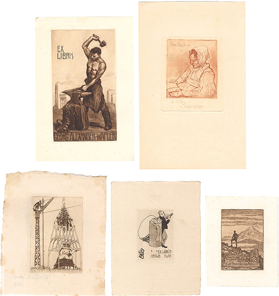 Reinhold Nagele, Armand Rassenfosse, Otto Bauriedl, Hela Peters and Heinrich Vogeler “Exlibris”
