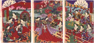 Chikanobu / Meiji Emperor and Empress Enjoying a Performance [花の色調の一ふし]