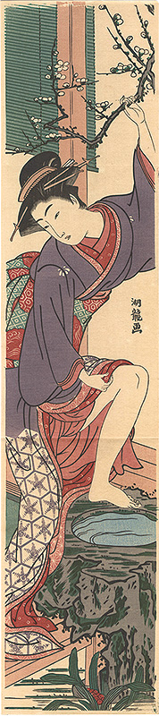 Koryusai “Plum branch and Beauty【Reproduction】”