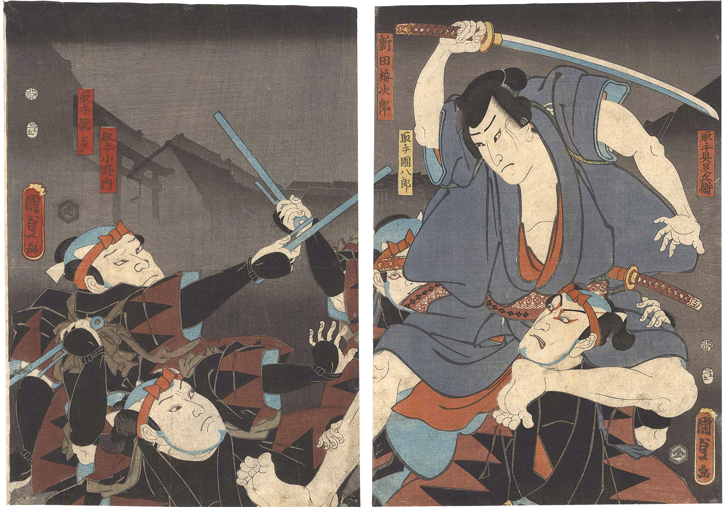 Kunisada II “Kabuki Play: Kasane Ogi Chiyo no Matsuwaka”