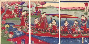 Chikanobu / Sumida River Embankment with Cherry Blossoms in Full Bloom [隅田堤桜花盛之図]