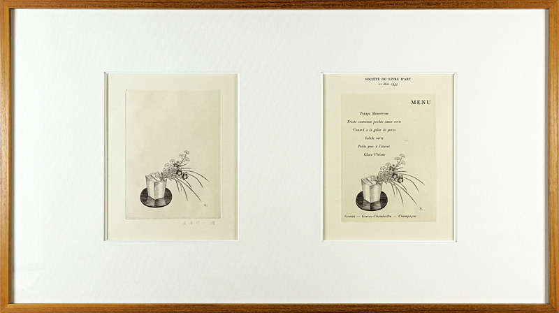 Hasegawa Kiyoshi “Fleurs dans un tsurube：Menu pours la societe du livre d'art”