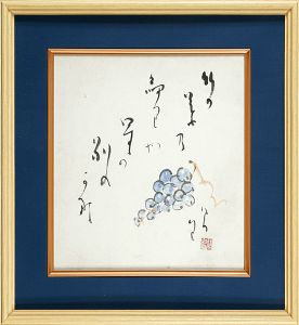 竹久夢二「自筆画賛色紙　竹の葉」