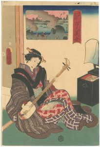 Toyokuni III / One Hundred Beautiful Women at Famous Places in Edo / Imado [江戸名所百人美女　今戸]