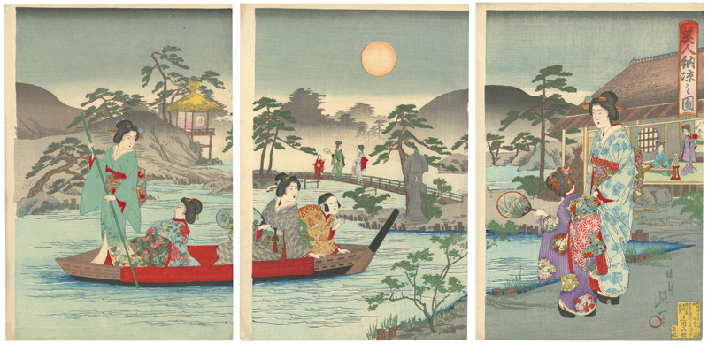 延一「美人納涼之図」