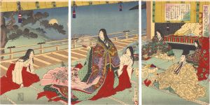 周延「吉野皇居月見御筵之図」