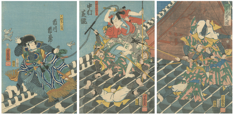 芳幾「里見八犬伝 芳流閣之図」