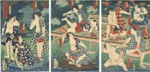 国周「見立大江山花侠酒宴」
